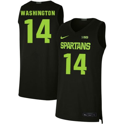 Men Brock Washington Michigan State Spartans #14 Nike NCAA 2019-20 Black Authentic College Stitched Basketball Jersey NE50X24OF